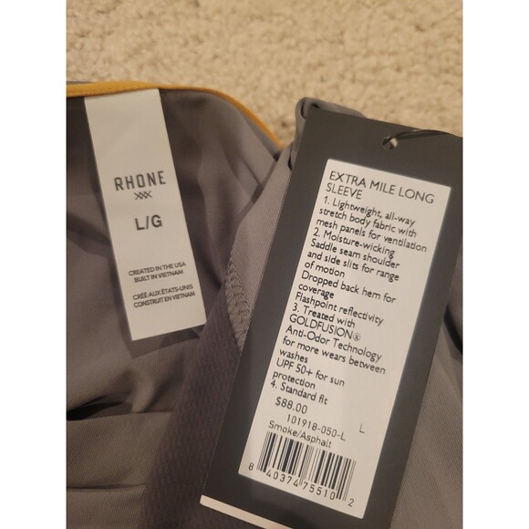 NWT Rhone Shirt Extra Mile Long Sleeve Crew Neck Men's Large UPF 50+ Anti Odor - Picture 6 of 11